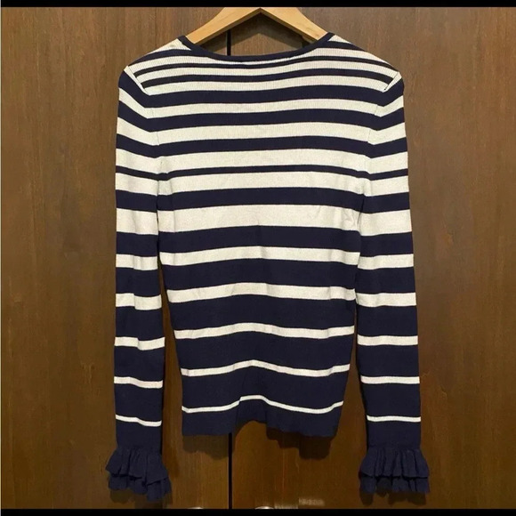NAUTICAL WHBM lightweight sweater with ruffle sleeve Size S - Picture 2 of 6